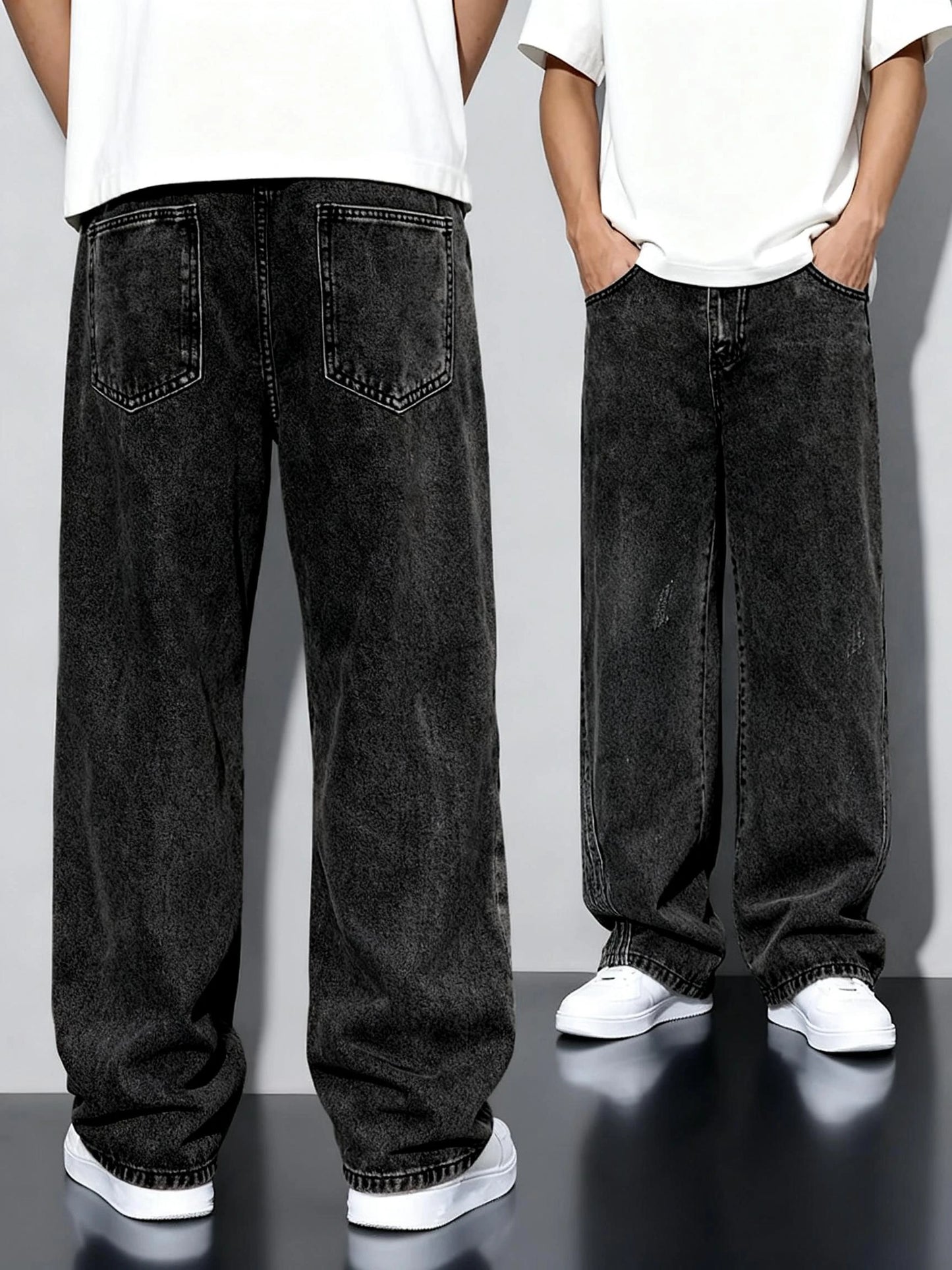 Men's Loose-fit Straight-leg Jeans  Durable and Washable Men's Denim Trousers for Men  Perfect Gift for Boyfriends and Husbands