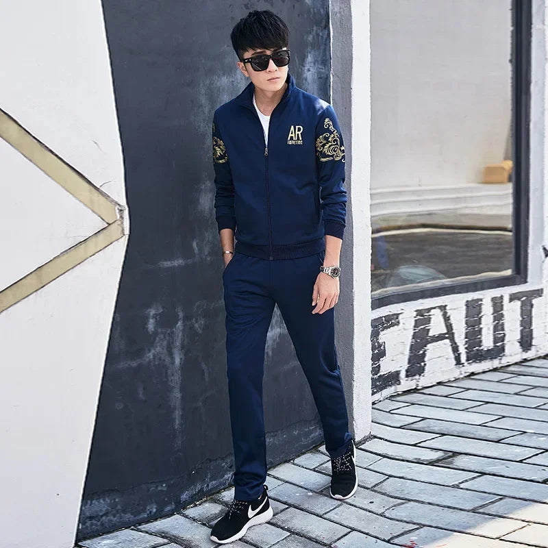 Plus Size 5XL 6XL Men's Tracksuit Autumn Clothes Sportswear Two Piece Set Men Jacket Sweatpants Male Sweatsuit Sports Suits Sets