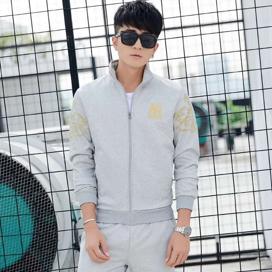 Plus Size 5XL 6XL Men's Tracksuit Autumn Clothes Sportswear Two Piece Set Men Jacket Sweatpants Male Sweatsuit Sports Suits Sets