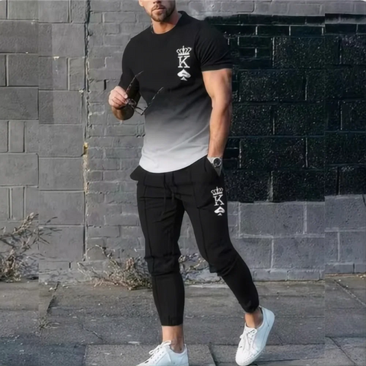 2024 Men's Pants Sports Set 2-piece 3D Printed Summer Fashion Sports Style Short Sleeve T-shirt+Pants Set Street Wear