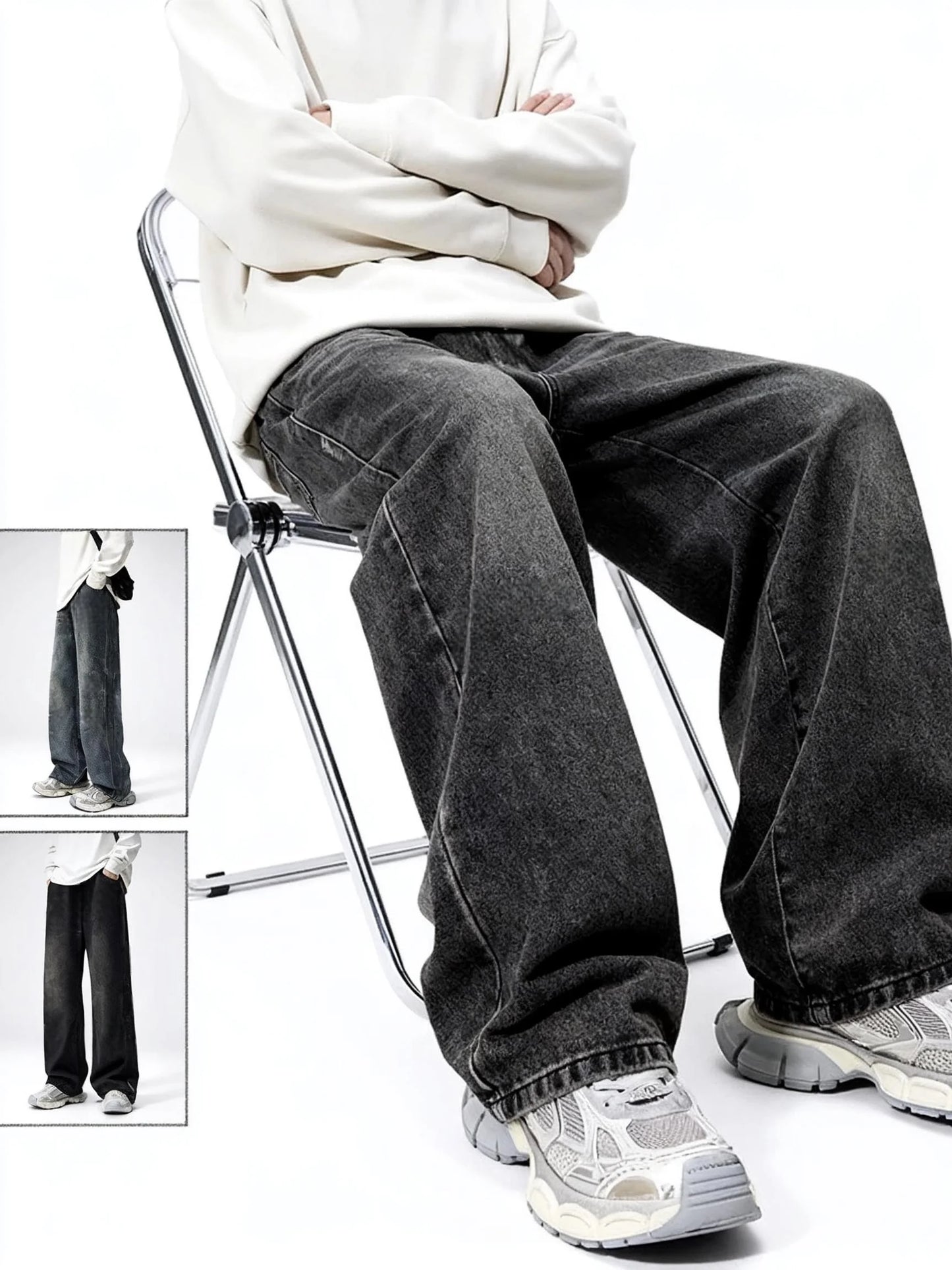 Men's Loose-fit Straight-leg Jeans  Durable and Washable Men's Denim Trousers for Men  Perfect Gift for Boyfriends and Husbands