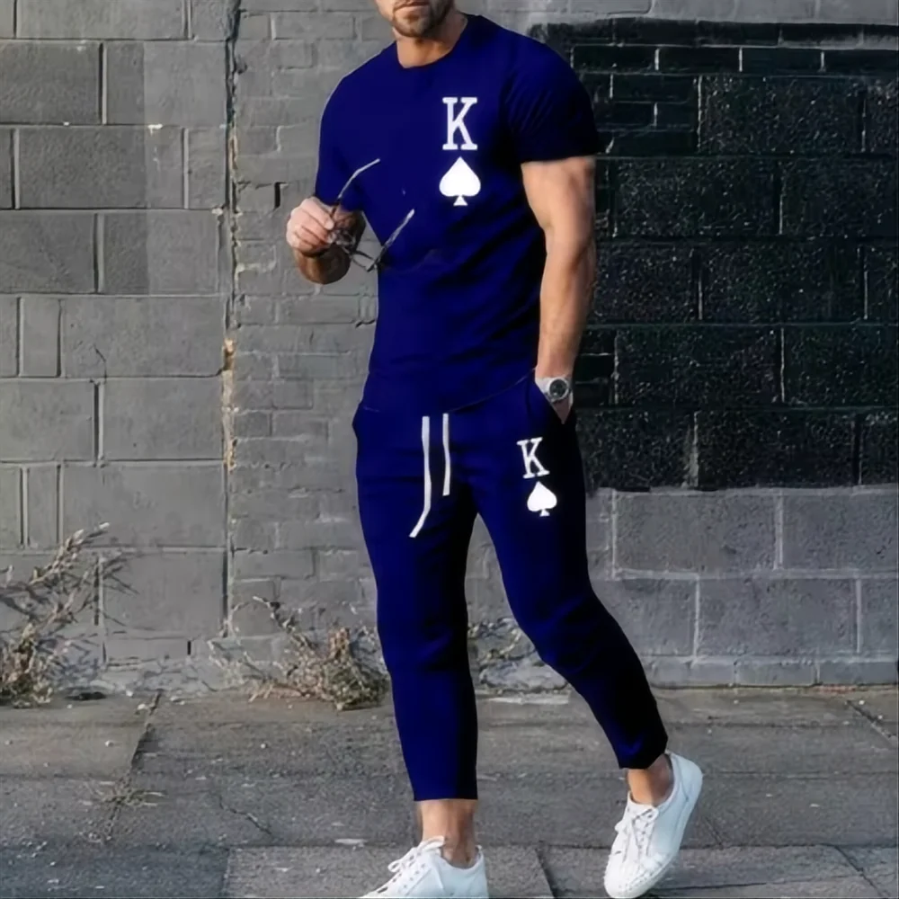 2024 Men's Pants Sports Set 2-piece 3D Printed Summer Fashion Sports Style Short Sleeve T-shirt+Pants Set Street Wear