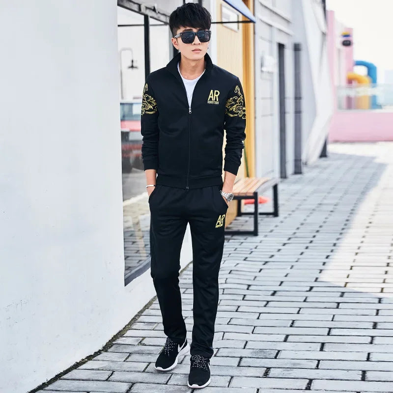 Plus Size 5XL 6XL Men's Tracksuit Autumn Clothes Sportswear Two Piece Set Men Jacket Sweatpants Male Sweatsuit Sports Suits Sets