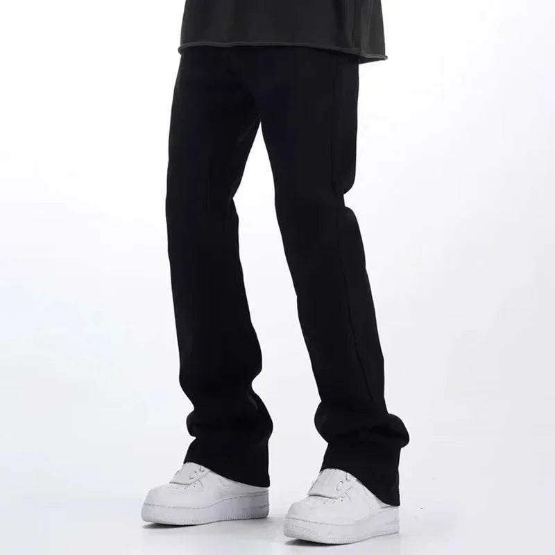 Man Solid Color Loose Fit Jeans Unisex 2025 Spring Summer New Pants American Casual Fashion Slimming Micro Flared Trousers Style